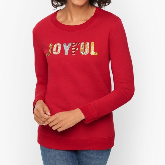 NWT Talbots Sparkling Appliqué Joyful Sweatshirt - Picture 2 of 5